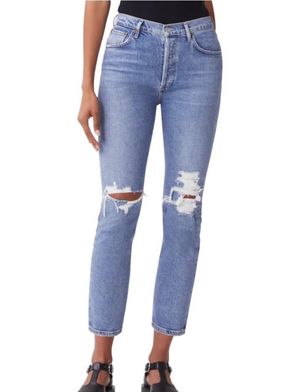 AGOLDE Riley High Rise Straight Crop Jeans Light Wash - Picture 5 of 5